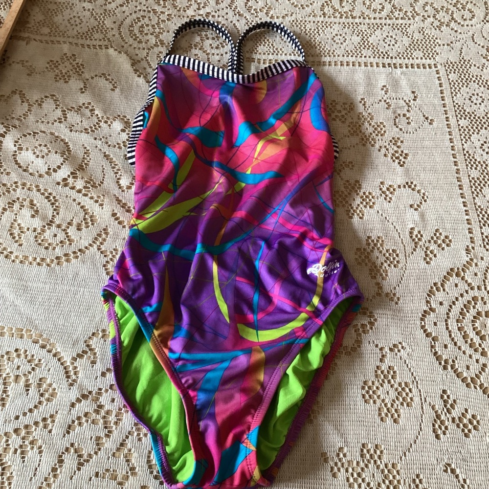 DOLFIN UGLIES One Piece Swimsuit Youth Girls 14 Large L Pink Purple Yellow
